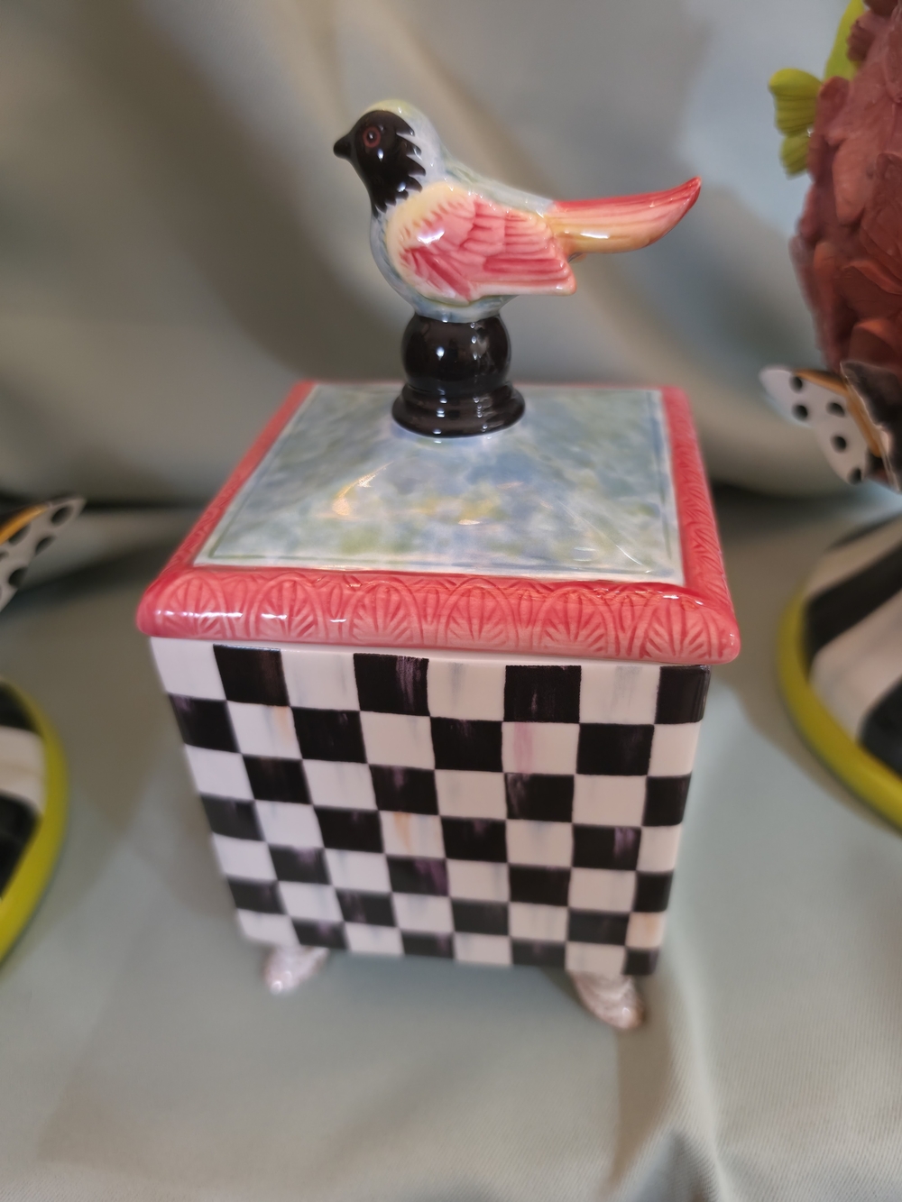Mackenzie Childs Courtly Check Birdy Box